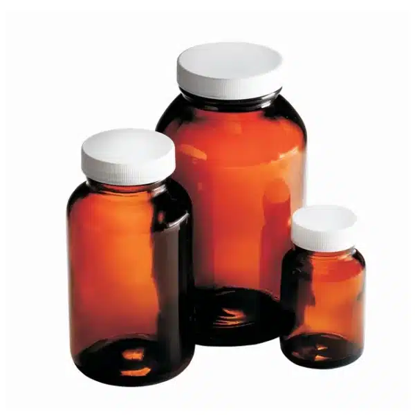 Bottle Wide Mouth Packer, Amber Glass, 120ml (Pack of 24)